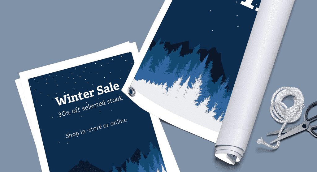 Marketing strategy for Canadian small business include creating winter designs on flyers and signage