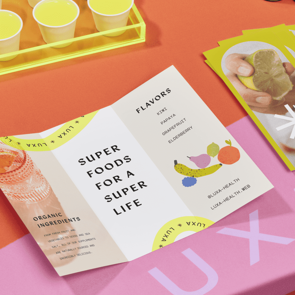 Colorful superfood brochure design.
