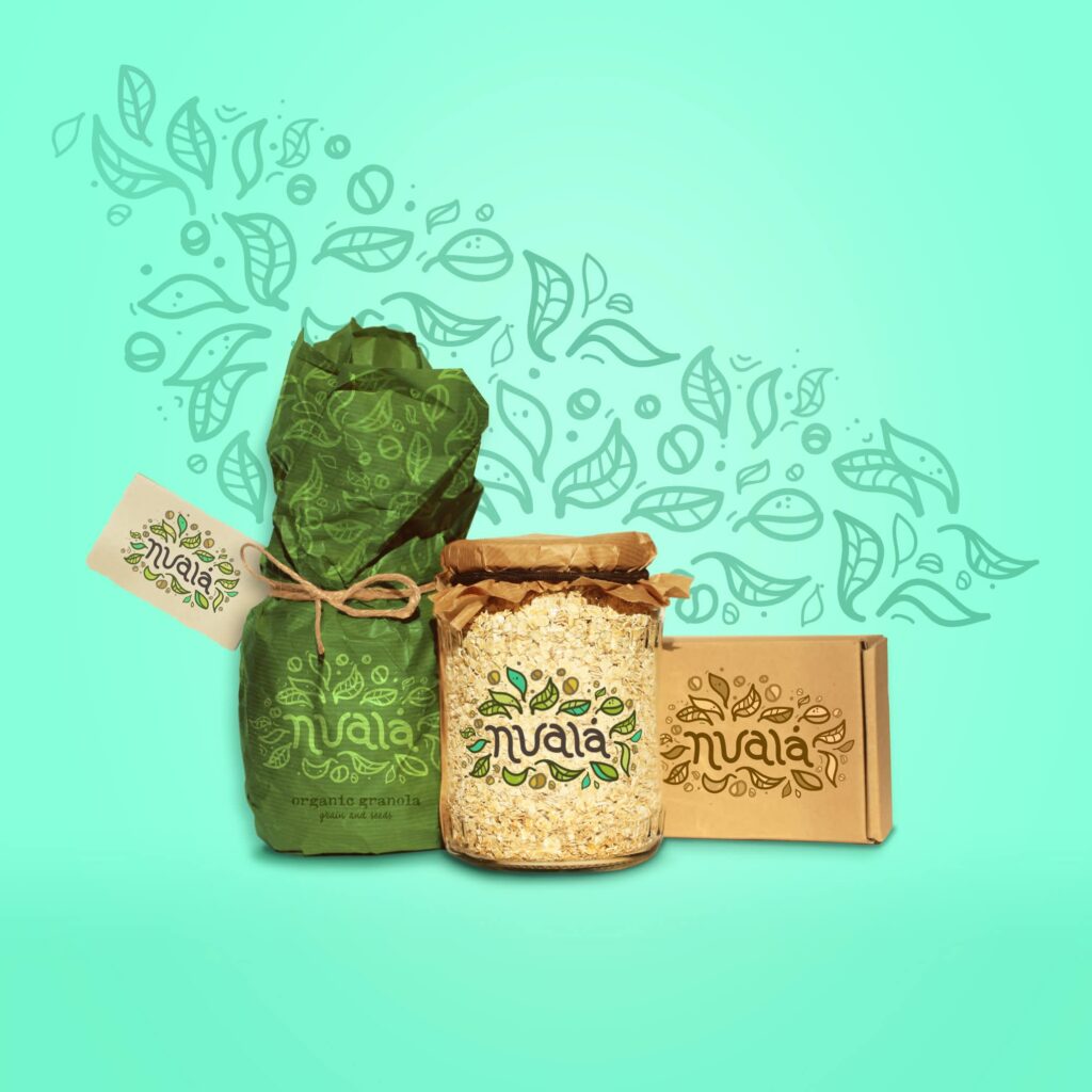 Nature themed packaging designs for outer packaging, a jar and a box