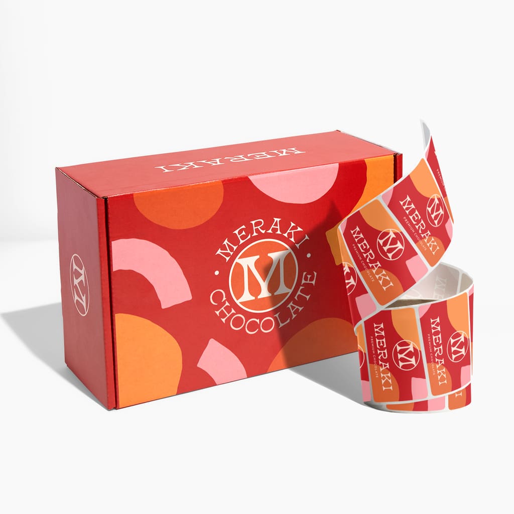 Simple red box and label packaging design