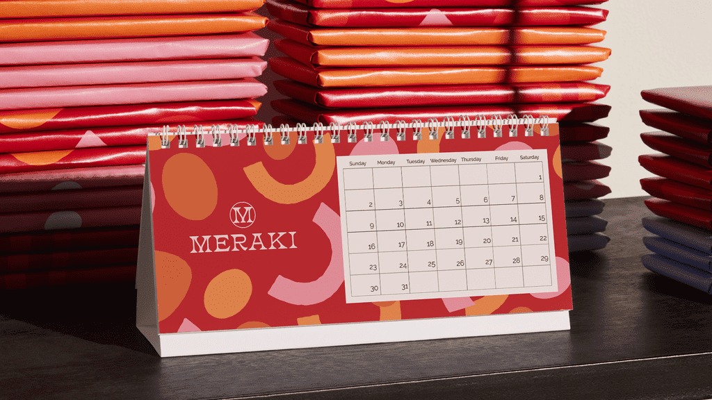 A custom desk calendar with company branding
