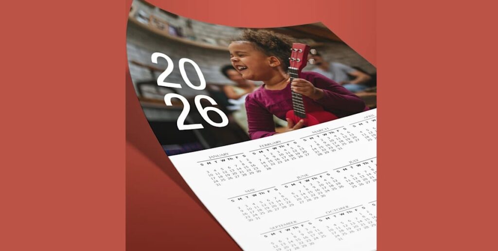 A custom poster photo calendar with a minimalist layout