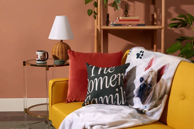Throw blanket featuring a dog