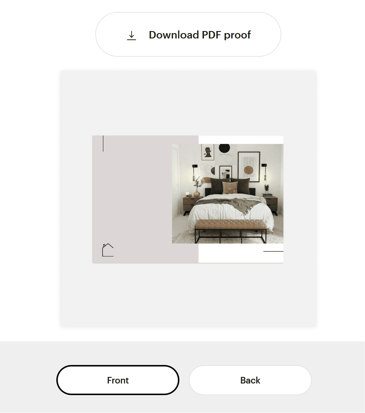 VistaPrint window with a preview of a flyer design and button to download a PDF proof